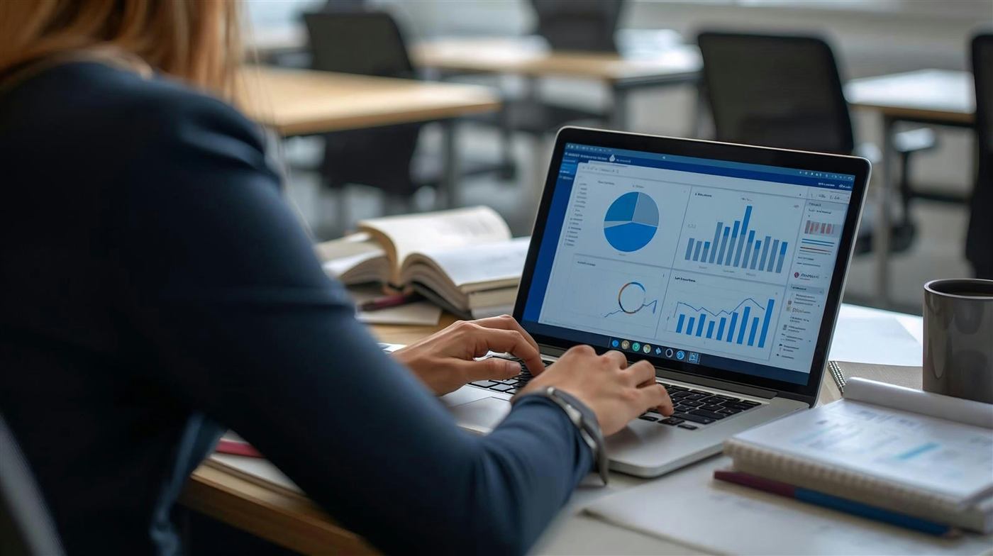 Notebook exibindo gráficos e indicadores financeiros